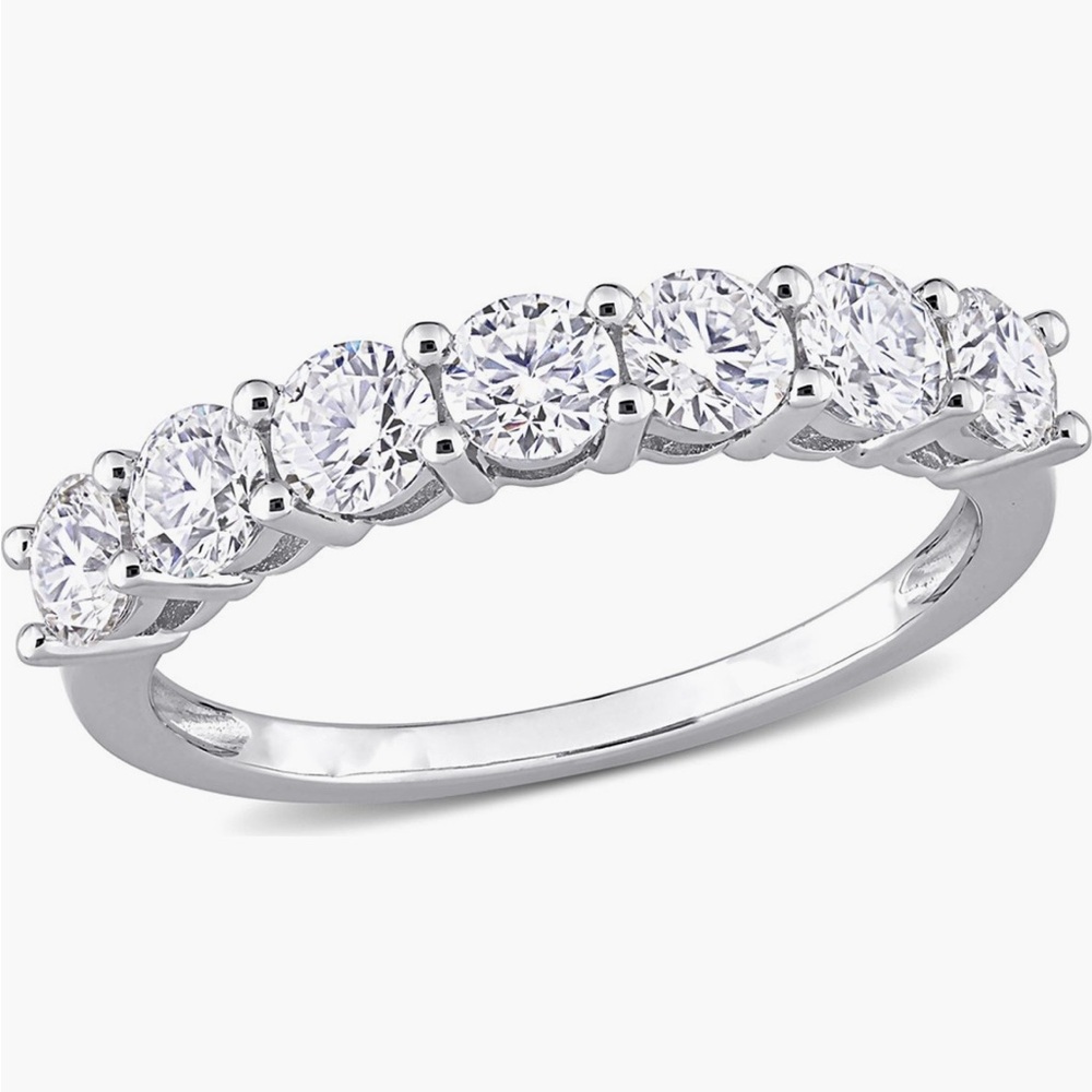 DELMAR Sterling Silver Moissanite Anniversary Band Ring